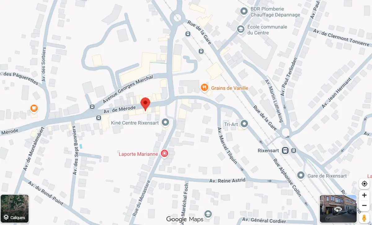 Plan situant Optique P. Lebon à l’Avenue de Mérode 8 à Rixensart